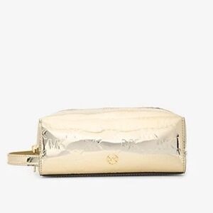 Michael Kors Jet Set Medium Patent Logo Debossed Travel Kit Pale Gold NWT